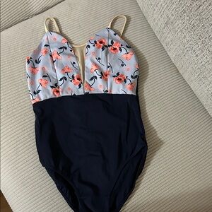 Floral Kids One Piece leotard - Navy and Pink